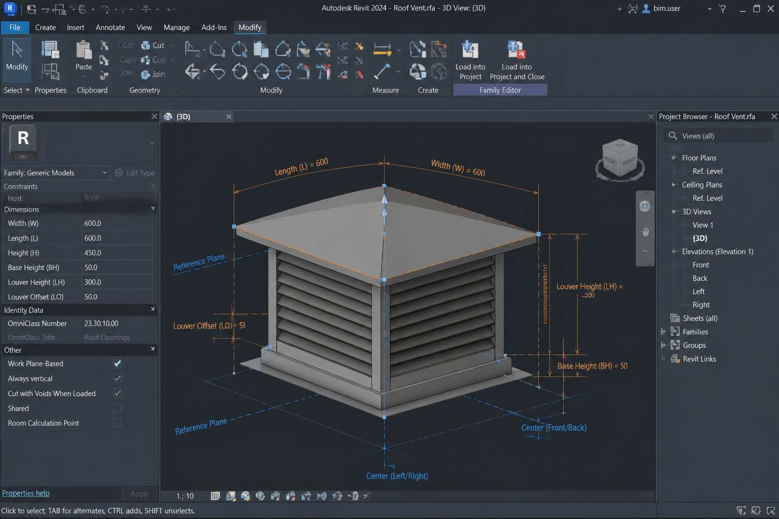 roof vent revit family